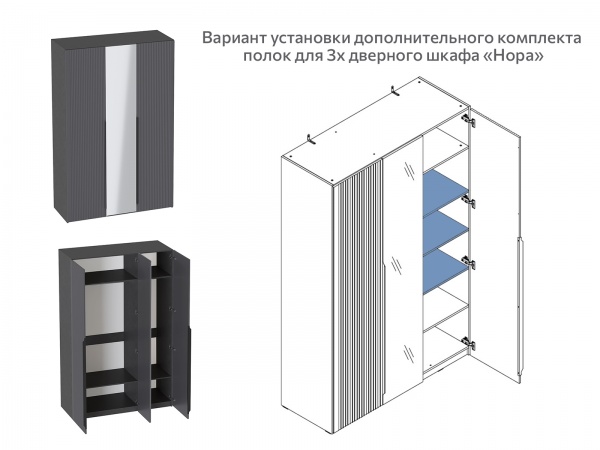 Комплект полок для 1 дв и 3 дв шкафа "Нора"